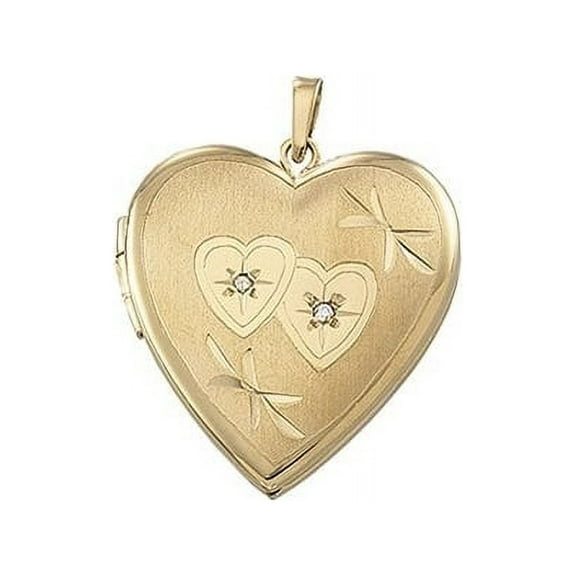 PicturesOnGold.com Solid 14K Yellow Gold Heart Shaped Locket W/Diamond Solid 14K Yellow Gold Approx. 7/8 in