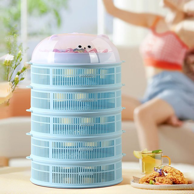 TUWABEII Stacked Hollowed Out Vegetable Cover With Cover Multi-functional Cover For Leftover Food On The Table Summer Fly And Insect Proof Vegetable Cover With 6 Tiers