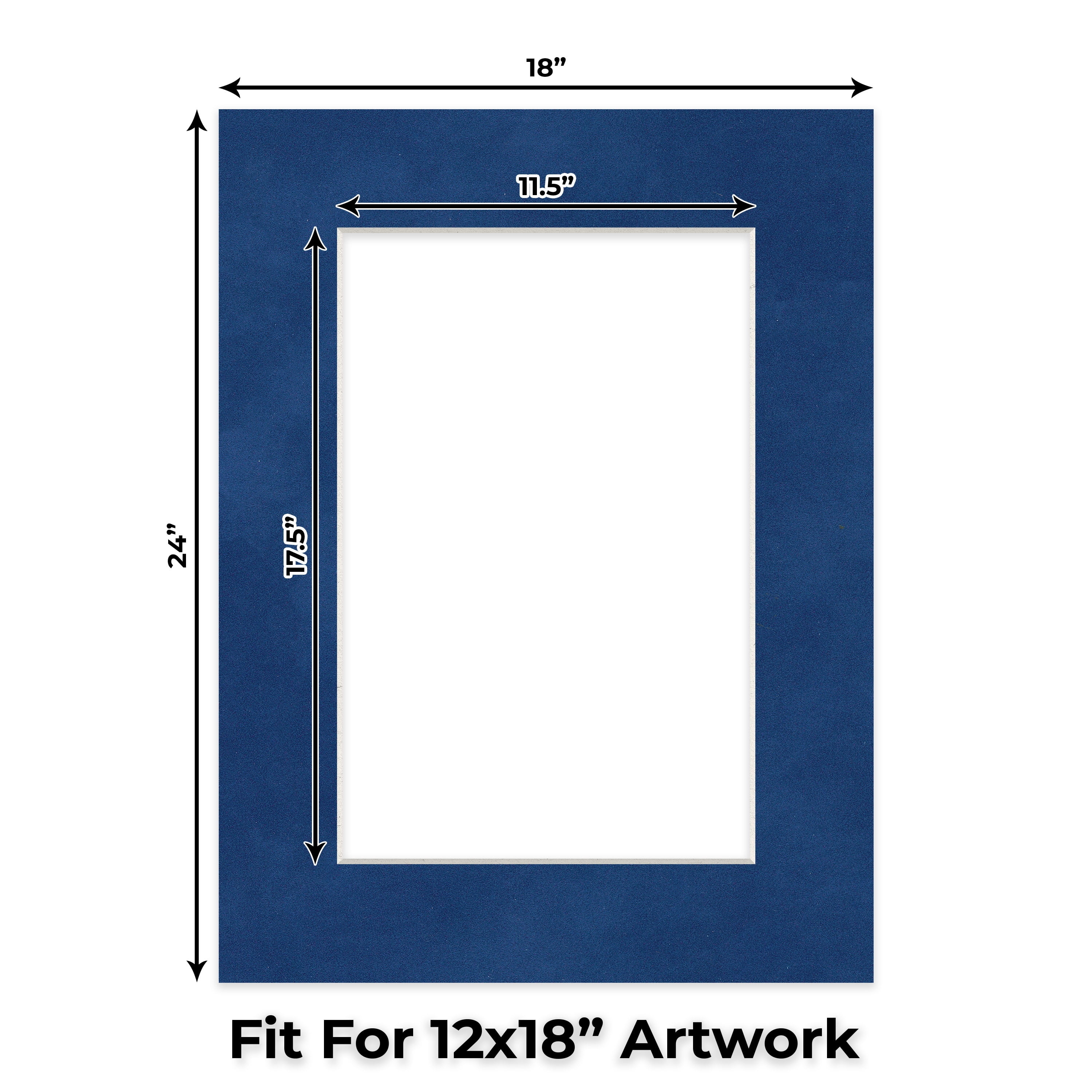 Brooke Blue Suede Picture Frame Mat for 18x24 Frames - Fits 12x18 Photos - 10 Mats