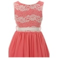 thumbnail image 4 of Big Girls Elegant Round Neck Chiffon Summer Wedding Birthday Party Flower Girl Dress Coral 14 (2J1K38S), 4 of 5