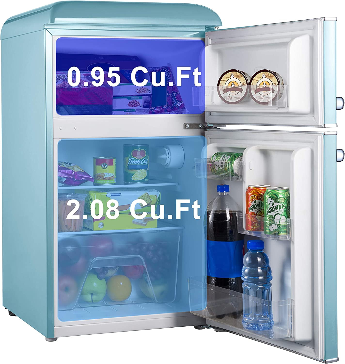  Galanz GLR33MBER10 Retro Compact Refrigerator, Single Door  Fridge, Adjustable Mechanical Thermostat with Chiller, Blue, 3.3 Cu Ft :  Home & Kitchen