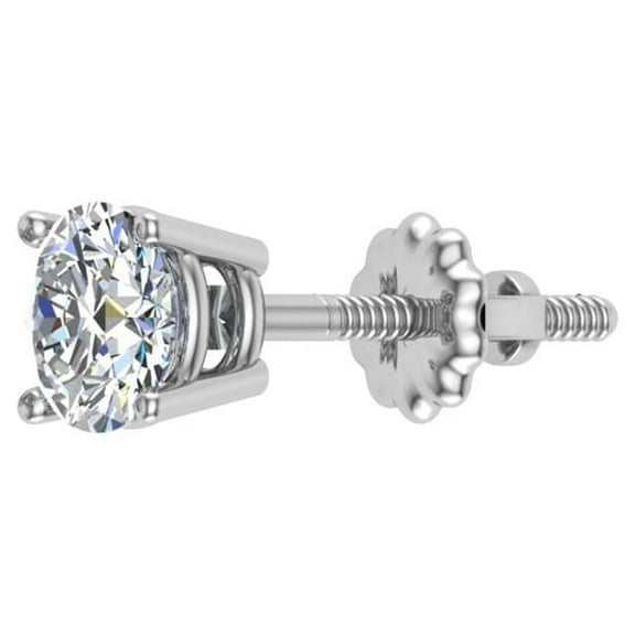 Mens Stud Earrings Round Cut Diamond Earrings for Women-Teens Single 14K White Gold 0.10 CT TW
