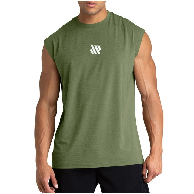 Hyknon Tank Tops Men Fashionable Round-neck Solid Color Mesh Quick Drying Sleeveless Top Summer Fashion Soft Breathable Loose Fitting Pullover Workout Tops
