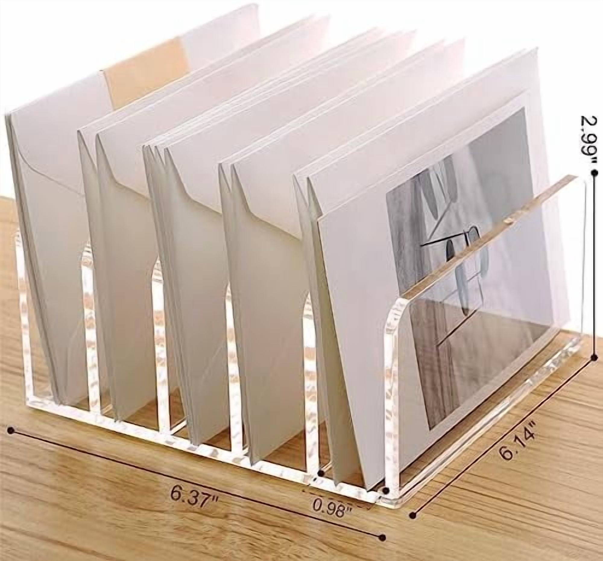 Jointown Clear Desktop File Organizer, 5 Compartments Acrylic Office Document Sorter Mails Storage, Multifunction Letter Folder Racks Holders for Office,Home, School Desk Organization