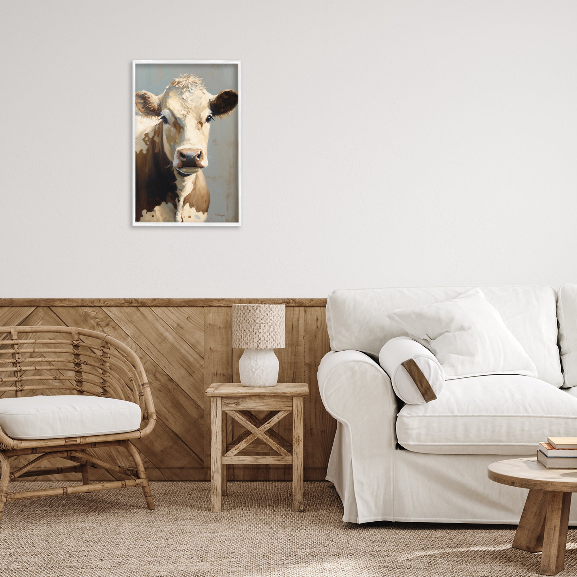 Stupell Industries Farmhouse Cow with Gentle Gaze White Framed Giclee Art, design by Creative Studio