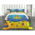 thumbnail image 3 of Ambesonne Yellow Submarine Quilted Bedspread Set 3 Pcs, Nautical, King Size, Blue Yellow, 3 of 5