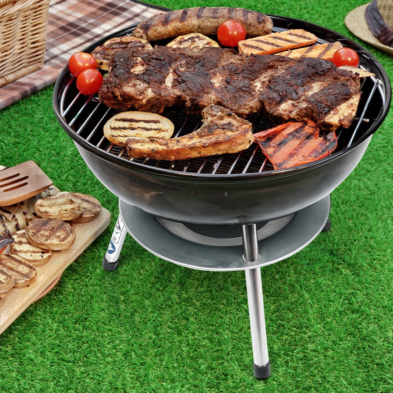 Waaoon-14 Inch Portable Charcoal Grills For Outdoor Camping & BBQ Picnic,Red