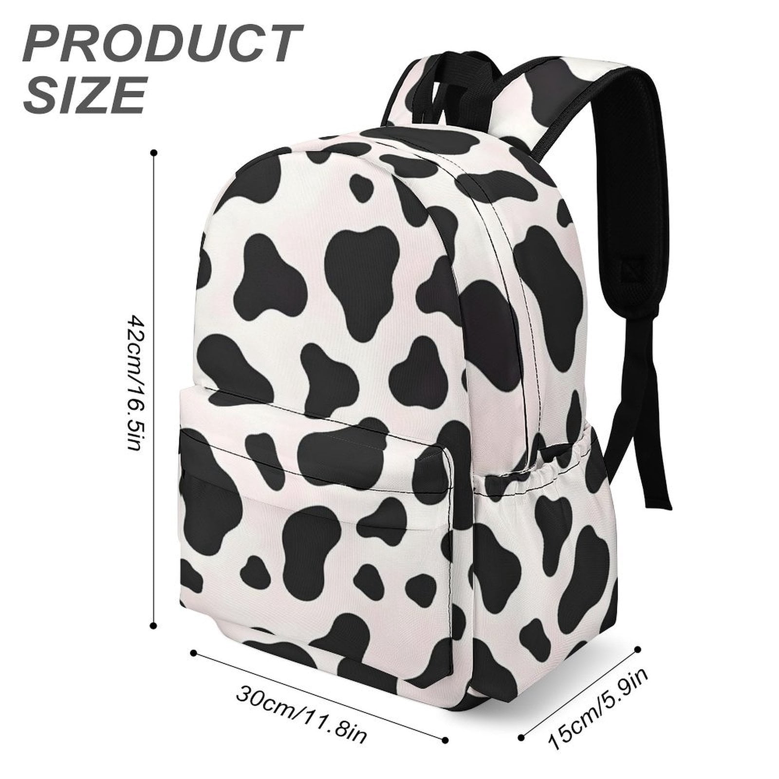Large Capacity Half Print Backpack 11.8×16.5×5.9in Multifunctional Zipper Design Convenient Switch Simple Cow-print Pattern1_4