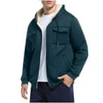 thumbnail image 3 of KeShDi Jacket Men's Fleece Solid Color Long-sleeve Hooded Pocket Drawstring Top Coat Navy 2X, 3 of 7