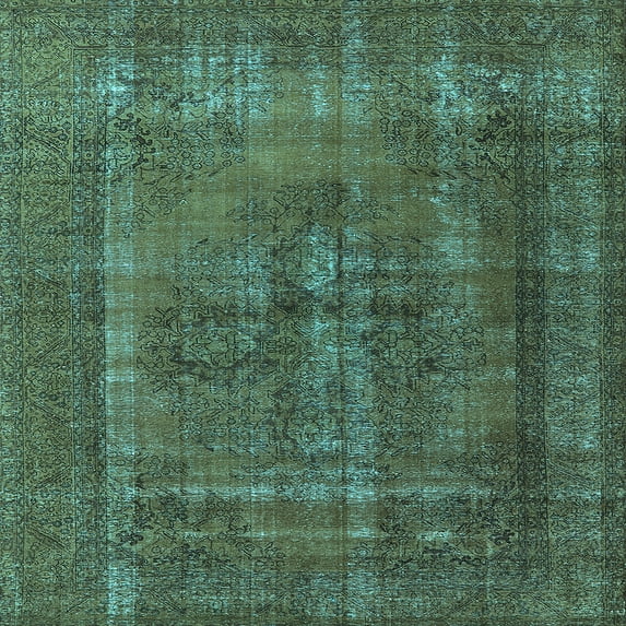 Ahgly Company Machine Washable Indoor Square Oriental Light Blue Industrial Area Rugs, 8' Square