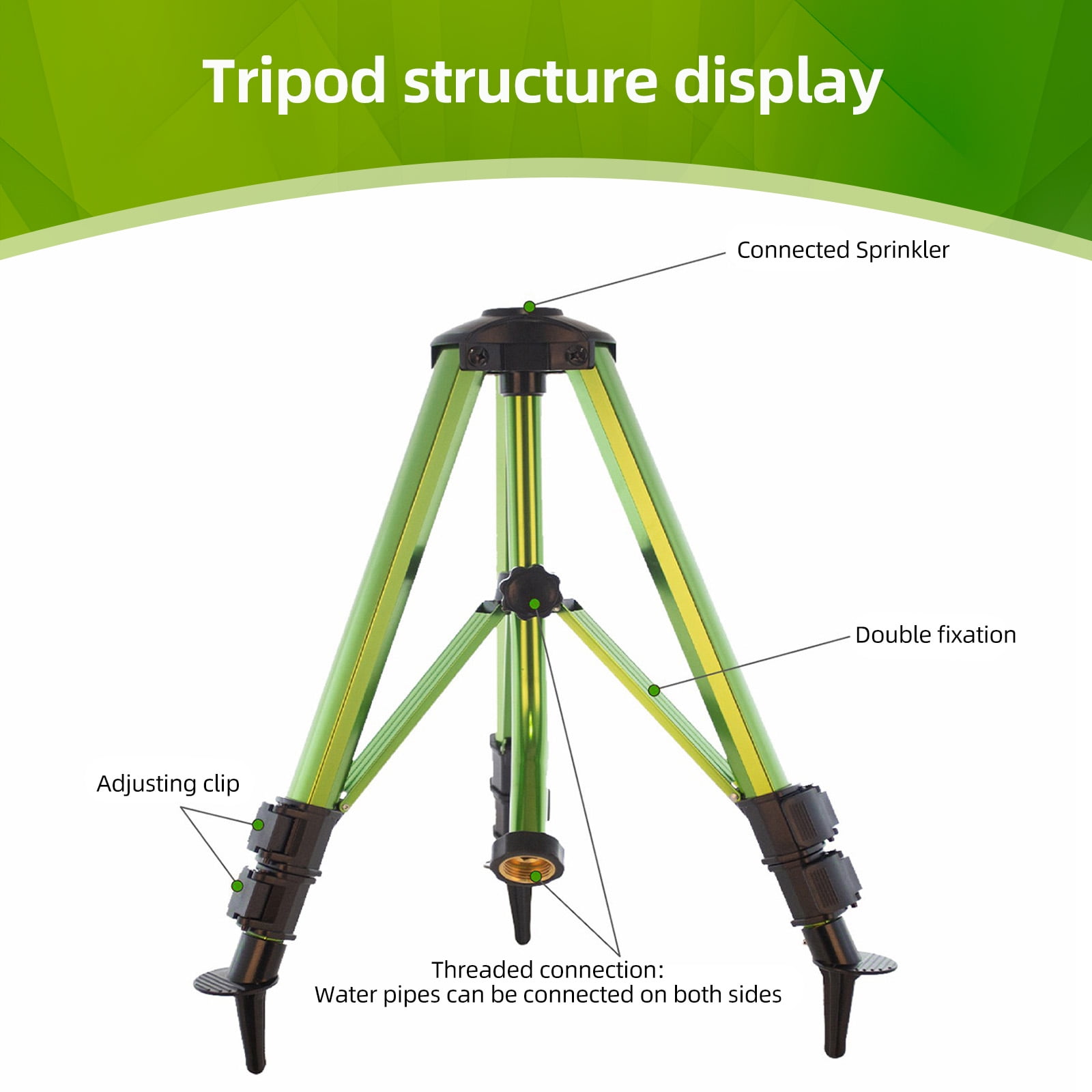 sprinklers for yard Sprinkler Impact Sprinkler on Tripod Base Heavy Duty Lawn Sprinkler 360 Degree Large Area Irrigation Brass Sprinkler Nozzle and Zinc Alloy 3/4 Inch Connector Extension Legs Flip