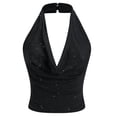 thumbnail image 2 of Tisuna Womens Tank Tops Summer Halter Neck Sleeveless Elegant Shirt Ladies Backless Going Out Party Cami T-Shirt Size L Black, 2 of 7