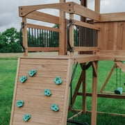 Backyard Discovery Sterling Point Cedar Wood Swing Set, Slide, Clubhouse, Wooden Bridge