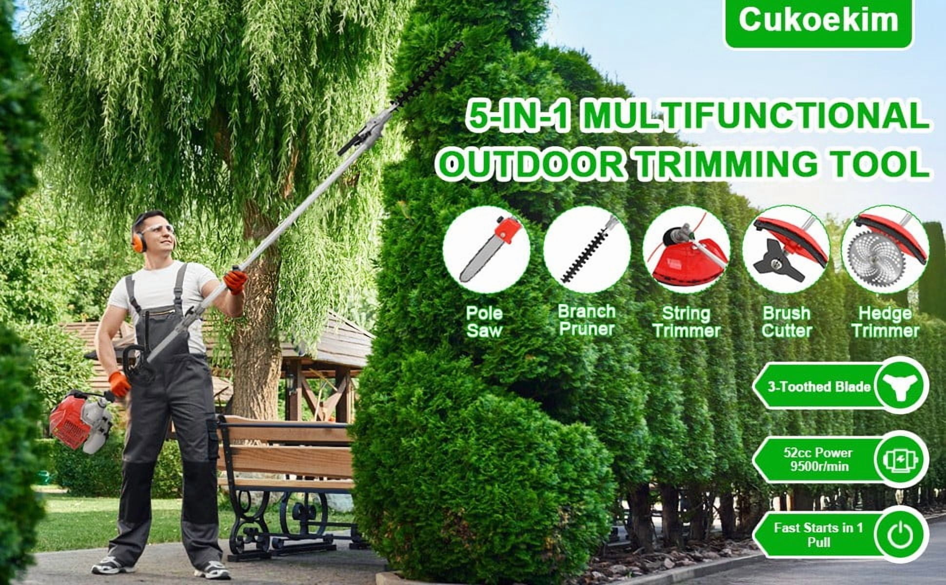 5 in 1 Gas Weed Eater, 52CC 2-Cycle Weed Eater Gas Powe, Gas Weed Wacker, 9500rpm Strong Power & Multi Functional Gas String Trimmer Brush Cutter for Yard & Garden