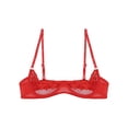 thumbnail image 4 of iiniim Woman's Lace Sheer Shelf Bra Lingerie Underwired Balconette 1/4 Cup Hollow Out Bralette Red B 5XL, 4 of 7