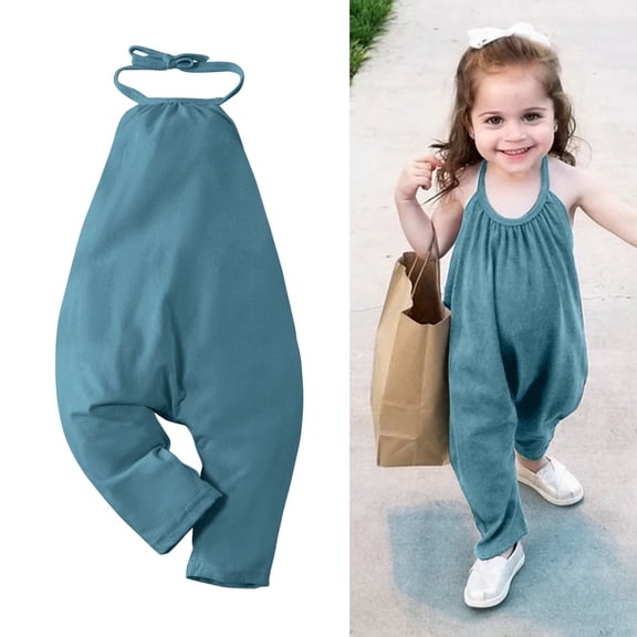 Jumpsuit for Toddler Girls Sleeveless Wide Leg Romper Pants with Pockets Toddler Girl Summer Clothes 18-24 Months