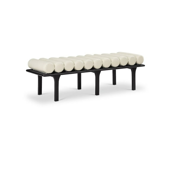 Meridian Furniture Landon Vegan Leather Bench, Cream