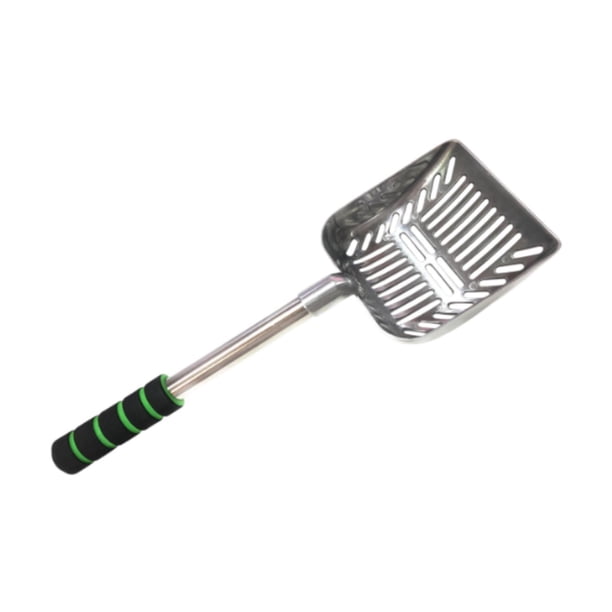 Pala para arena de gatos, ligera y de metal, para tamizar arena de gatos. Verde negro