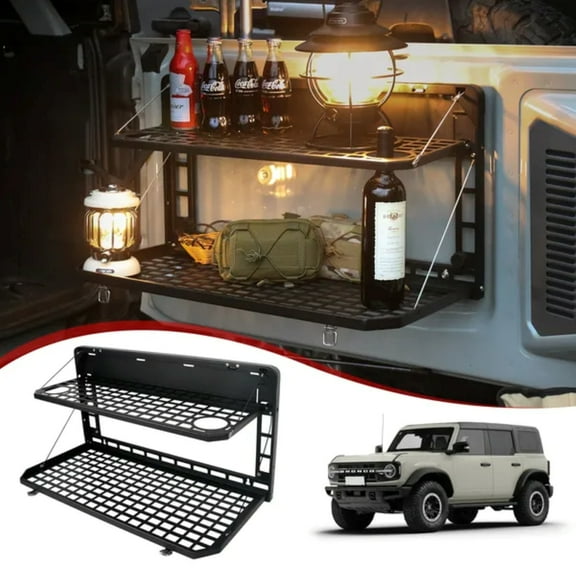 Tailgate Table Rear Foldable Cargo Shelf Aluminum Alloy Storage Shelf MOLLE Panel for Ford Bronco 2021-2024