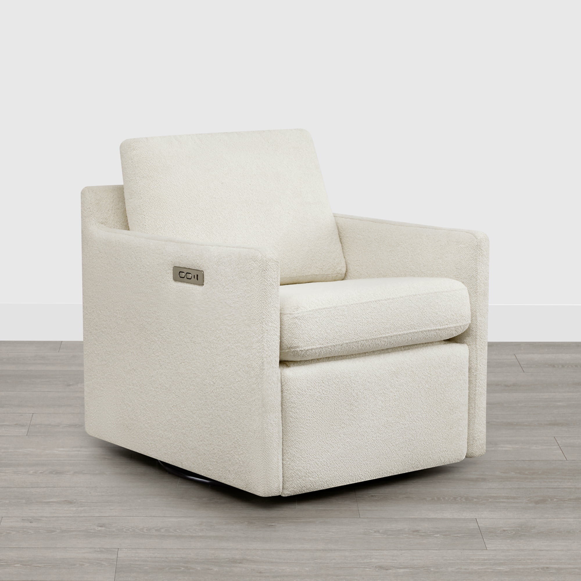 Spruce & Spring 270-Degree Swivel Accent Chair with Power Footrest & Charging Ports, Cream