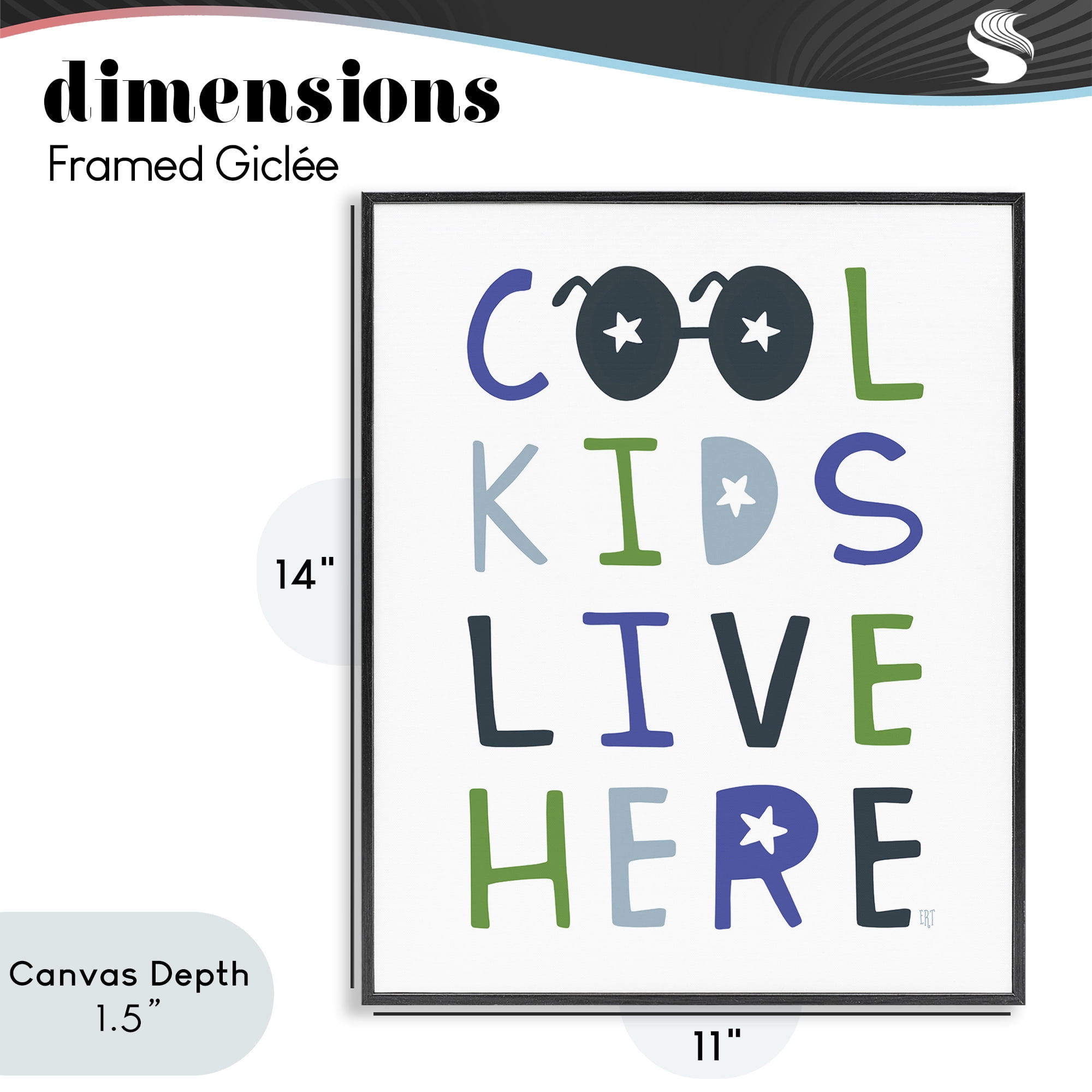 Stupell Industries Cool Kids Live Here Black Framed Giclee Art, design by Elizabeth Tyndall