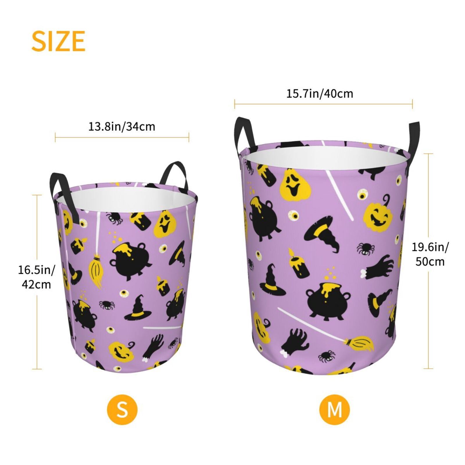 Large Laundry Basket with Handles - Cute Halloween Kids Baby Dirty Clothes Laundry Hamper for Bedroom Aesthetic