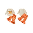 thumbnail image 2 of RUINIXCW Girl Fall Outfits Letter Embroidery Long Sleeve Pullover Plaid Flare Pants, 2 of 7