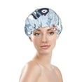 thumbnail image 3 of Balery Cute Chameleons On Blue Shower Caps, Double Layer Waterproof Shower Cap, Double Layers Reusable Shower Cap With Soft Comfortable For Long Thick Hair Soft Bath Shower Hair Caps, 3 of 9