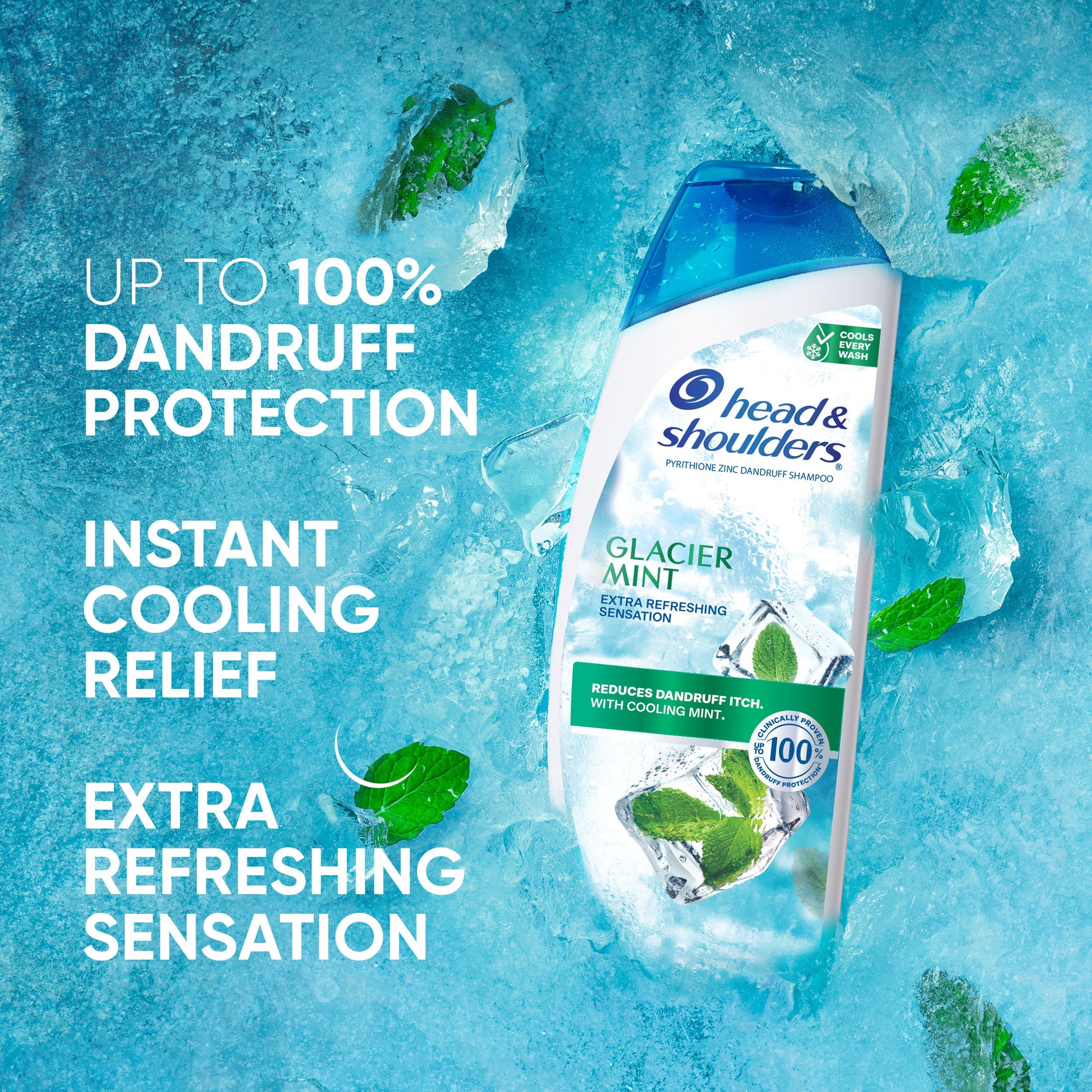 Head & Shoulders Anti-Dandruff Glacier Mint Shampoo, 12.5oz, Cooling, Itch Relief Dandruff Shampoo
