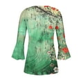 thumbnail image 5 of CYMMPU Business Work Blouses to Wear with Leggings Dressy Tunic Tops Casual V-Neck Elegant Blouse Floral Printed 3/4 Length Sleeve Summer Fall Shirts 2025 Clothes for Women Green S, 5 of 5