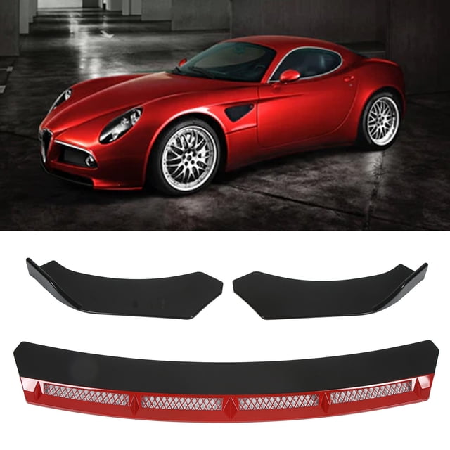 Akozon 3pcs Front Bumper Lip Body Kit Universal Spoiler Wing for Automobile Modification