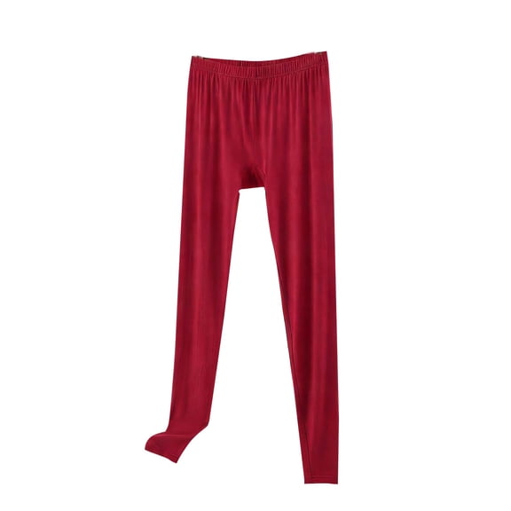 MOJOGO Women's Pajamas Pants High Waisted Elastic Leggings Comfy Long Homewear Pants for All Season Wine 2XL