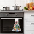 thumbnail image 4 of Yayeee Kitchen Hanging Hand Towels Set of 2 with Loop Bathroom Absorbent Tie Towel, Blue Flowers, 4 of 7