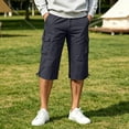 thumbnail image 3 of Below The Knee Shorts for Men Multi-Pockets Bermuda Cargo Shorts Baggy Casual Elastic Waist Hiking Pants, M, 3 of 7