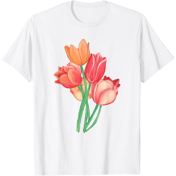 Exquisite and comfortable-Tulip Watercolor Flower Nature Bouquet Flora T-Shirt