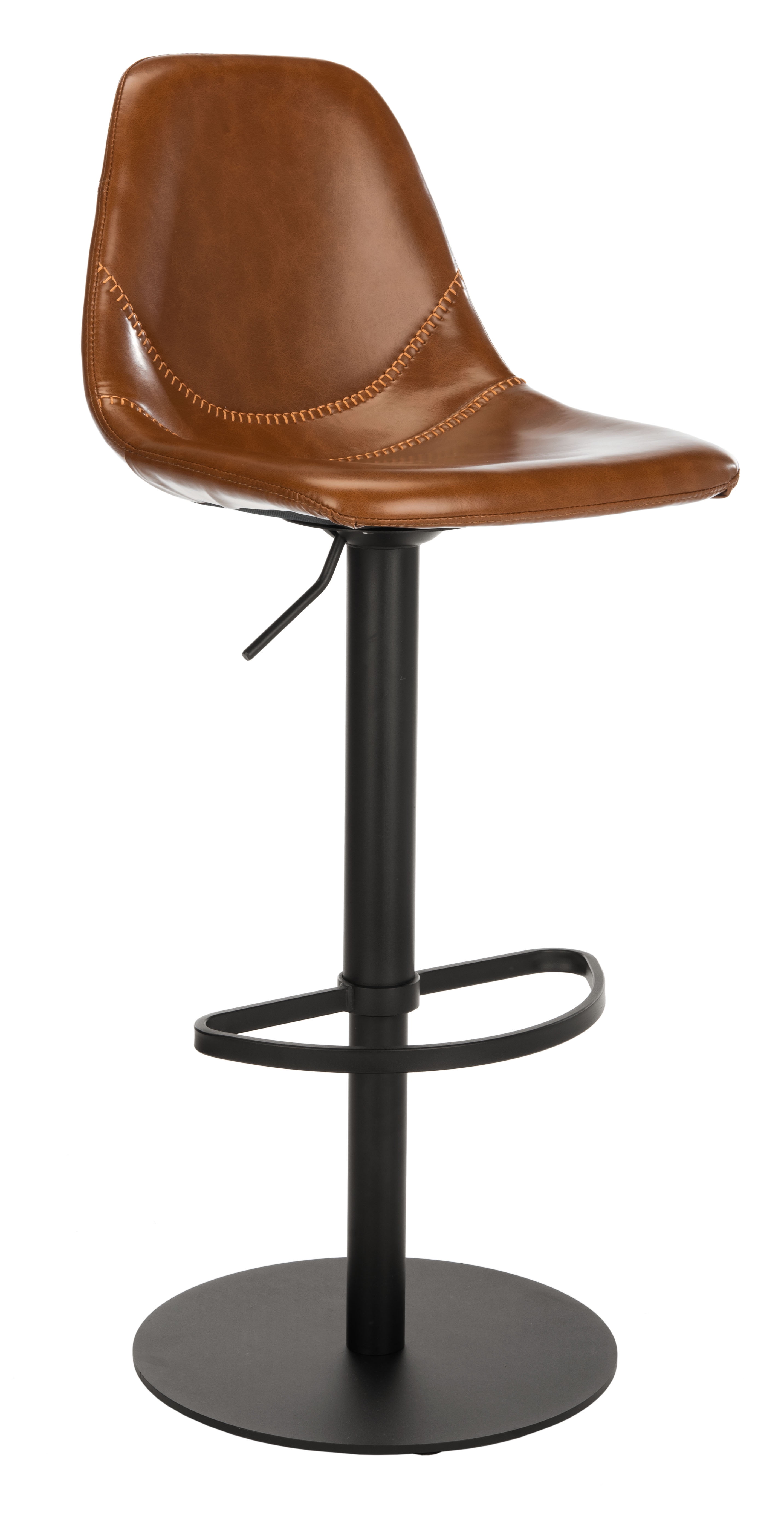 SAFAVIEH Sky Light Brown/Black High Back Tufted Bar Stool (17.25 in. W x 20 in. D x 33.5/43.5 in. H)