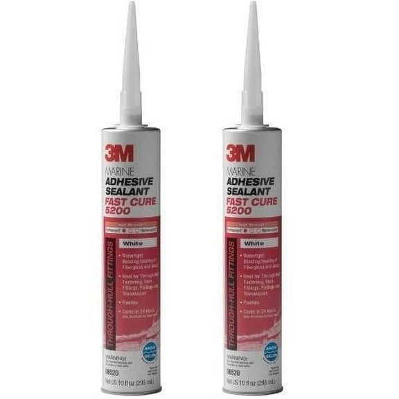 3M Marine Adhesive Sealant 5200 Fast Cure - White - 2 Pack, 10 fl oz Cartridge