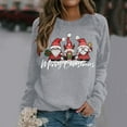 thumbnail image 4 of Sweat à Capuche d'Hiver pour Femmes Mode Cardigan Col Rond Chaud Imprimé Noël Pull de Noël Hoilidy Blouse Ample Mi-Longue, 4 of 6