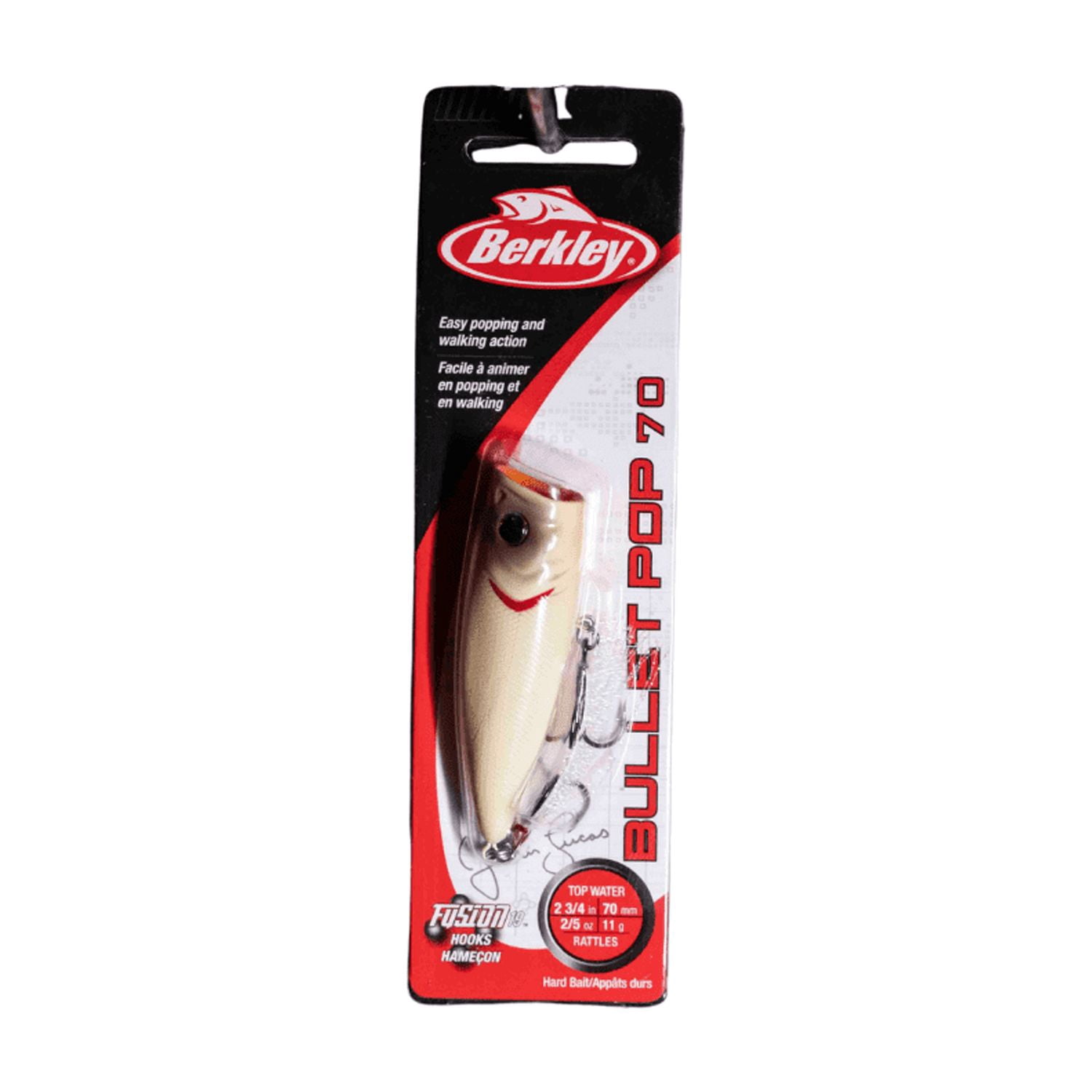 Berkley Bullet Pop Topwater Fishing Lure, Bone, 2/5 oz