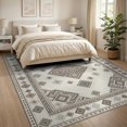 thumbnail image 3 of ODIKA Neutral Ecru That Grey Contemporary Abstract Dining Table Couch for King Size Bedroom, Master Suite, Under Bed, Foldable Easy Care, 3 of 7