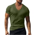 thumbnail image 2 of S-4X Plus Size T Shirts for Men Big & Tall Short Sleeve V Neck Tees Tops Mens Trendy Solid Color Stretchy Slim Pullover Going-Out Muscle Tshirts Shirt, 2 of 6