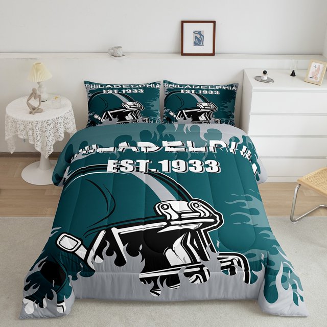 Erosebridal Ensembles de Literie à Imprimé Rugby 3D Simple avec Couette, Insert de Couette Football Américain Ville, Décor Thème Sports, Réversible