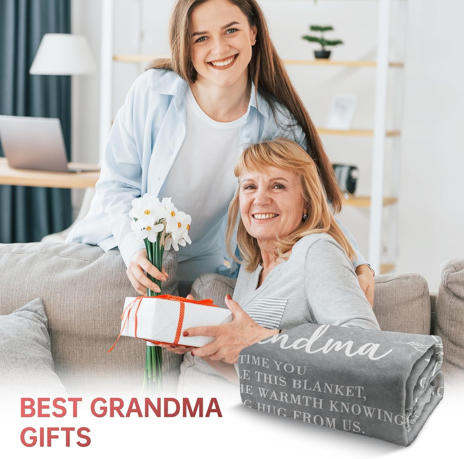 Grandma Gifts, Gifts for Grandma Blanket, Grandmas Birthday Gift from Grandkids, to My Grandmother Throw Blanket