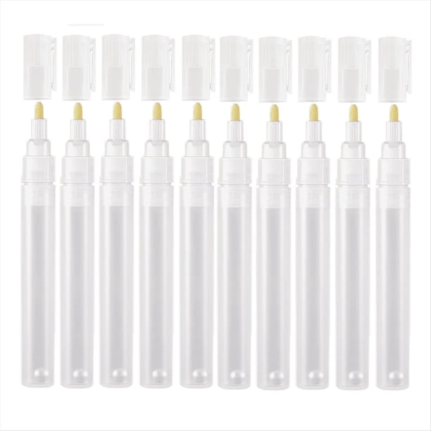 Paquete de 10 Marcadores de Bolígrafos de Retoque Pintura Rellenables Vacíos 3 Mm, Rotuladores Pintura Redondos con Cabeza Inclinada para Manualidades de Pintura Artística