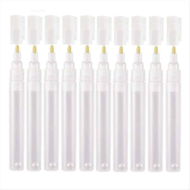Paquete de 10 Marcadores de Bolígrafos de Retoque Pintura Rellenables Vacíos 3 Mm, Rotuladores Pintura Redondos con Cabeza Inclinada para Manualidades de Pintura Artística