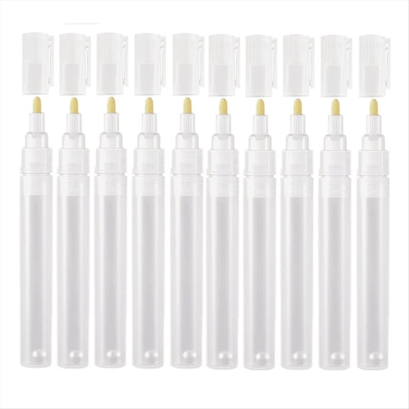 10Pack 3mm Empty Fillable Blank Paint Touch Up Pen Markers, Round Tilted-Head Marker Pens for Art Painting Crafts