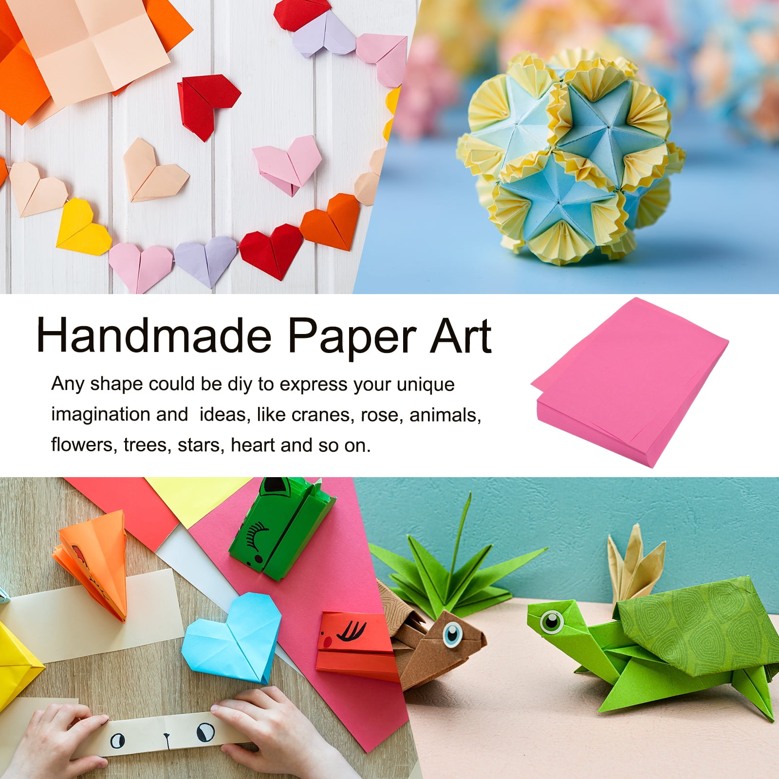 Uxcell 100 Sheet Origami Paper Double Sided 20 Colors 3.9 x 3.9 Inch Square Sheet for Art Craft Project, Beginners, Gifts Decor
