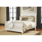 Ashley Furniture Willowton Queen Size Wood Sleigh Bed, Whitewash