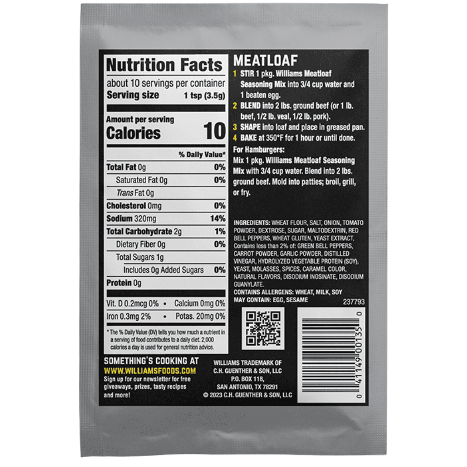 (5 pack) Williams Meatloaf Seasoning Mix, 1.25 oz