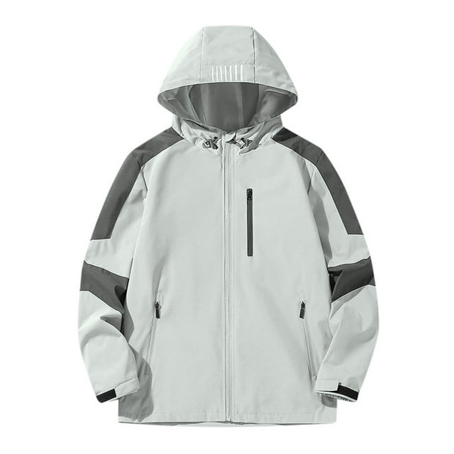 FAOWME Boys Girls Windproof Jacket For Child Lightweight Outdoor Sports Jacket For Child Grey 8-10 Years